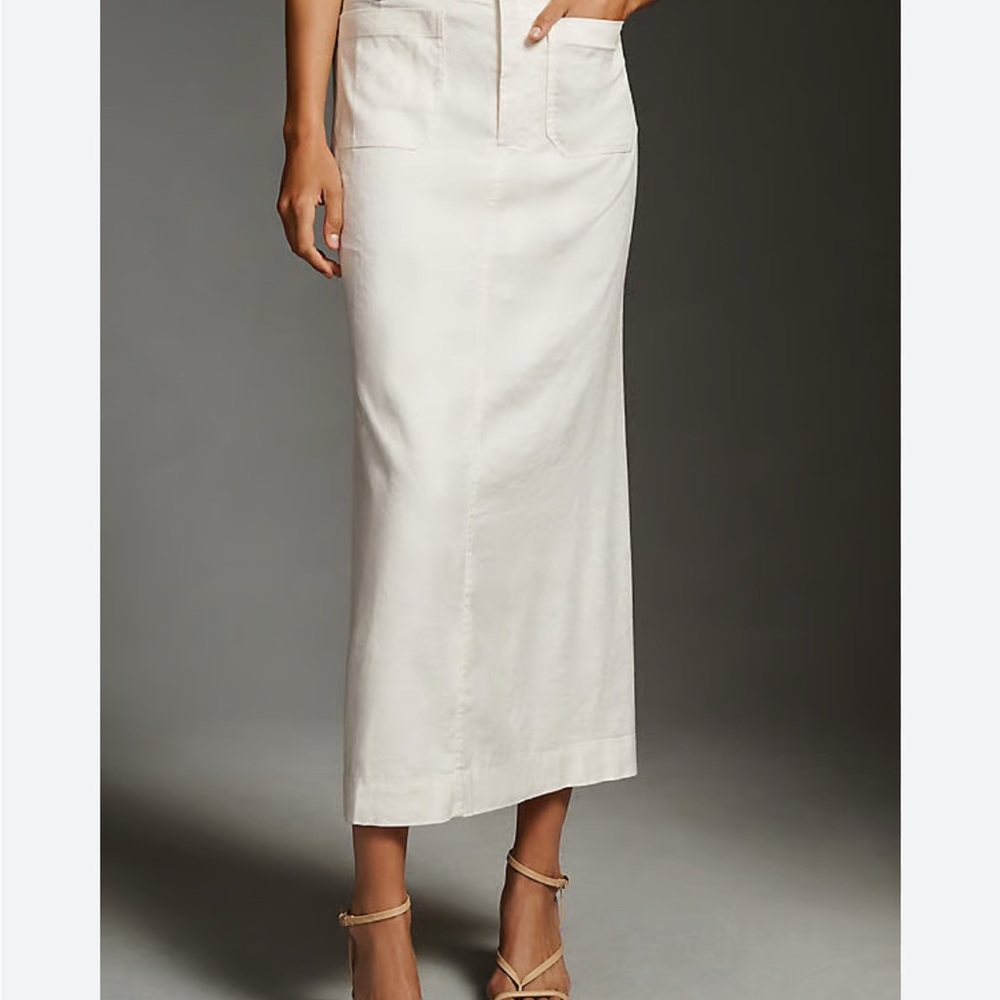 Anthropologie MAEVE Elegant Bone Vegan Leather Maxi Skirt